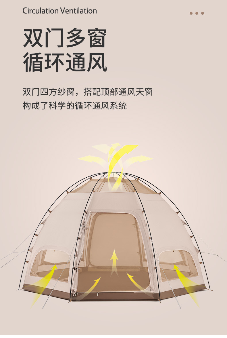 Cheap Goat Tents  Outdoor Camping Octagonal Tent Multi Window Ventilation Mushroom Type Camping Tent MG NH22ZP012   